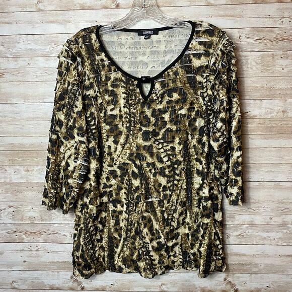 Elementz Tiered 2XL Brown Tan Top Blouse Layered Boho - Picture 1 of 5